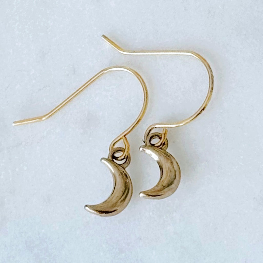 Crescent moon dangle earrings