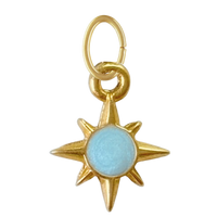 Gold North Star Charm: Light Blue Enamel