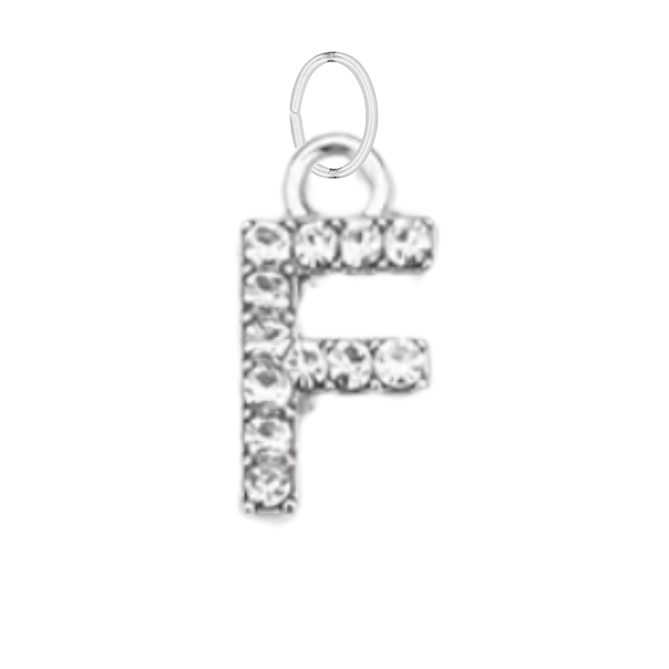Small Silver CZ Gem Initial