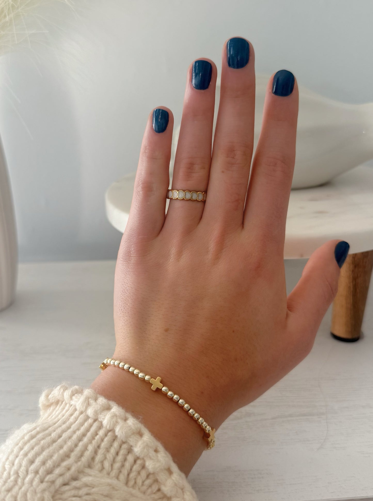 Dainty Pearl Heart Ring