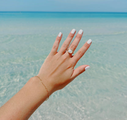 Freshwater pearl wire-wrapped ring