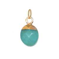 Small Gold Teal Jade Charm