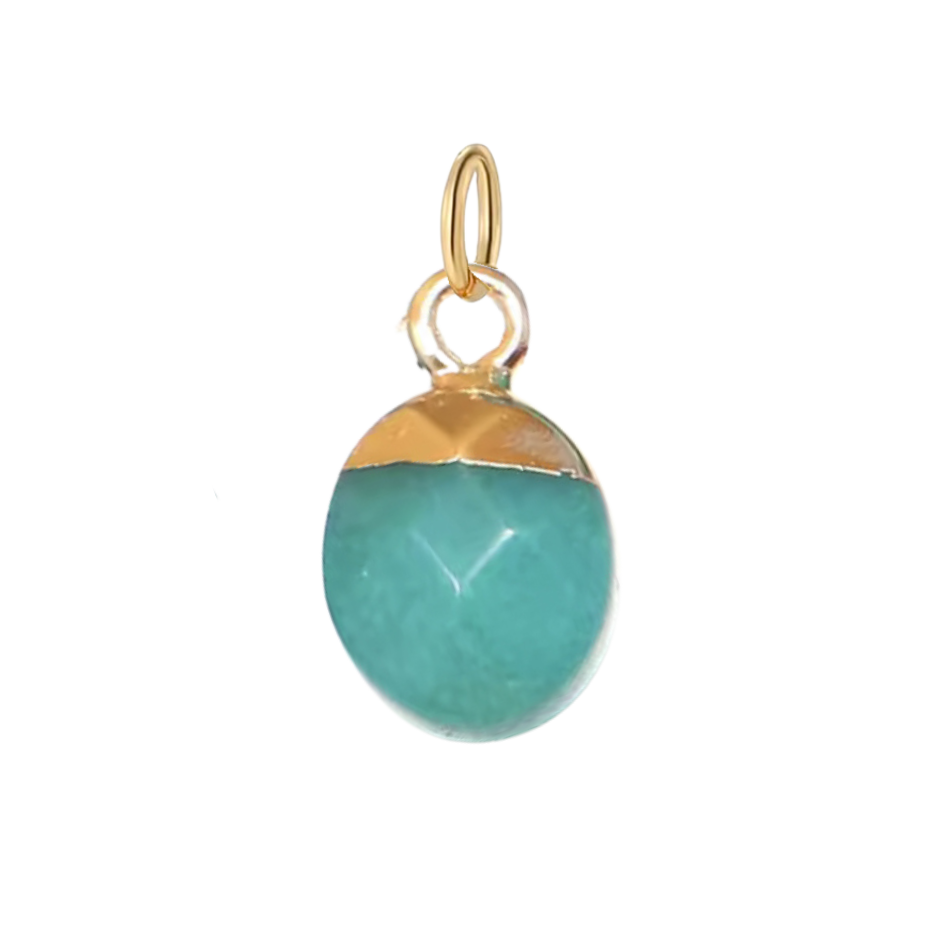 Small Gold Teal Jade Charm