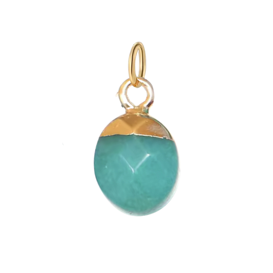 Small Gold Teal Jade Charm