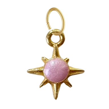 Gold North Star Charm: Purple Enamel