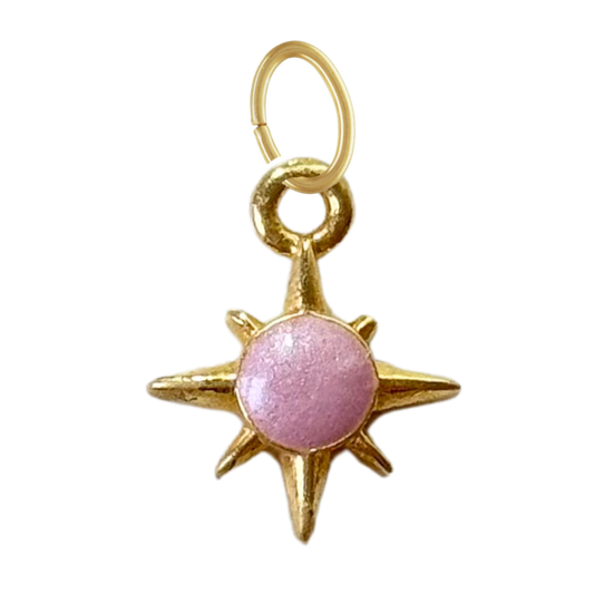 Gold North Star Charm: Purple Enamel