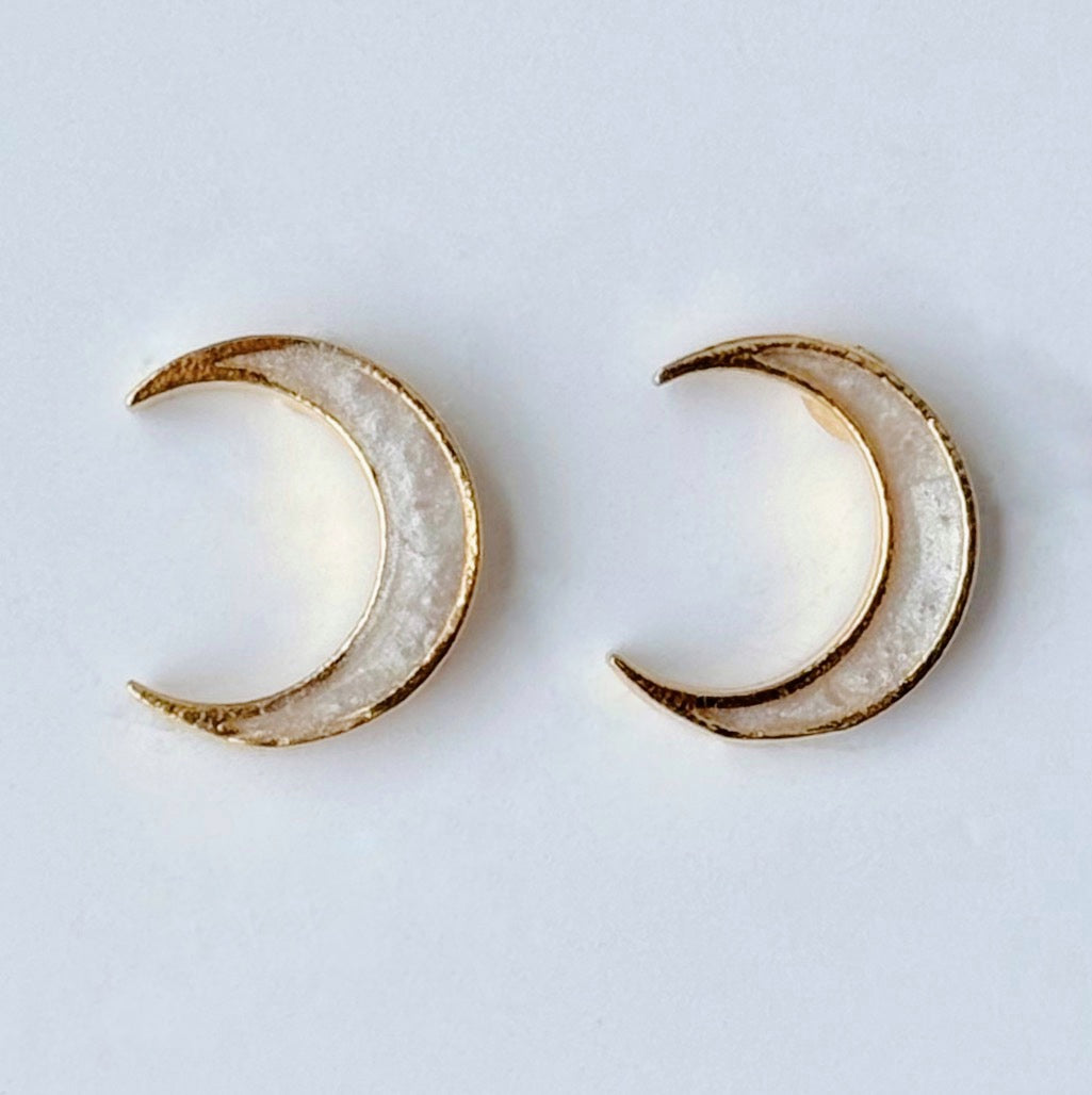 Midnight Coast Crescent Moon Stud Earrings