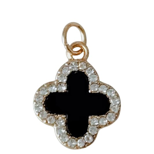 Gold CZ Gem Black Clover Charm