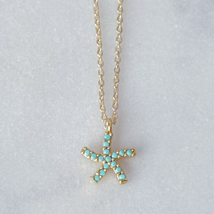 Dainty turquoise starfish necklace