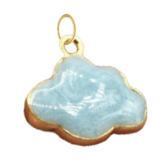 Gold Cloud Charm with Light Blue Enamel