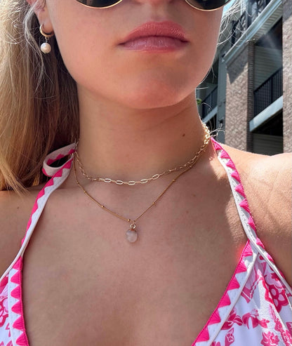 Dainty Rose Quartz Pendant Necklace