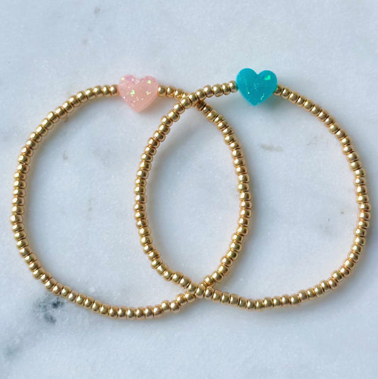 Dainty opal heart bracelet