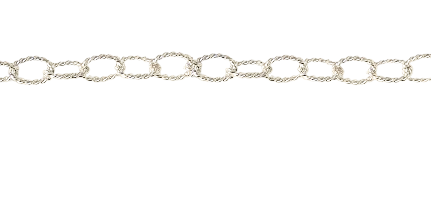 Silver Chunky Textured Oval Chain