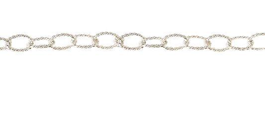 Silver Chunky Textured Oval Chain