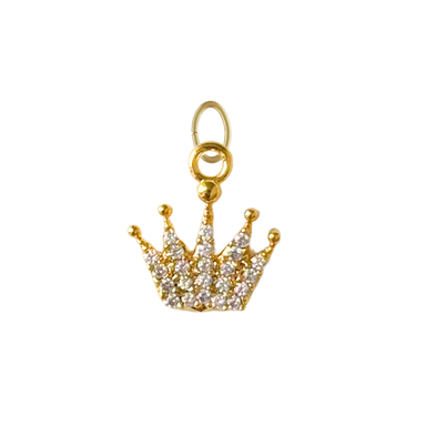 Dainty Gold CZ Gem Crown Charm