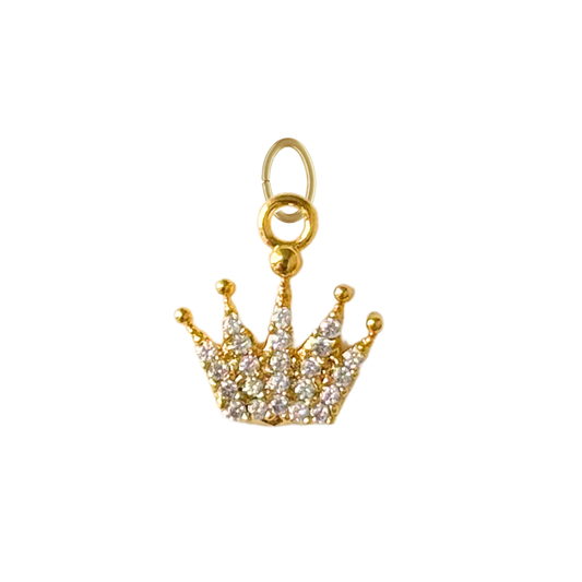 Dainty Gold CZ Gem Crown Charm