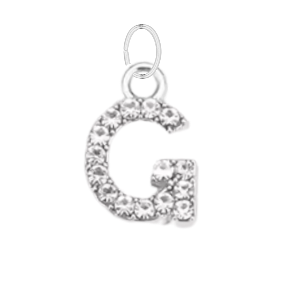 Small Silver CZ Gem Initial