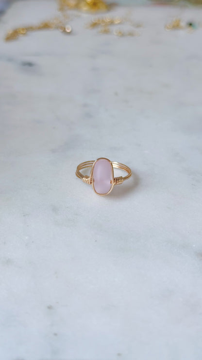 Sea Glass Wire-Wrapped Ring