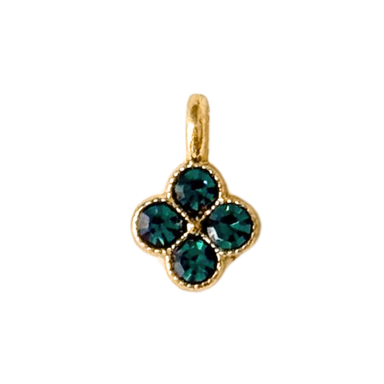 Tiny Green CZ Gem Clover Charm