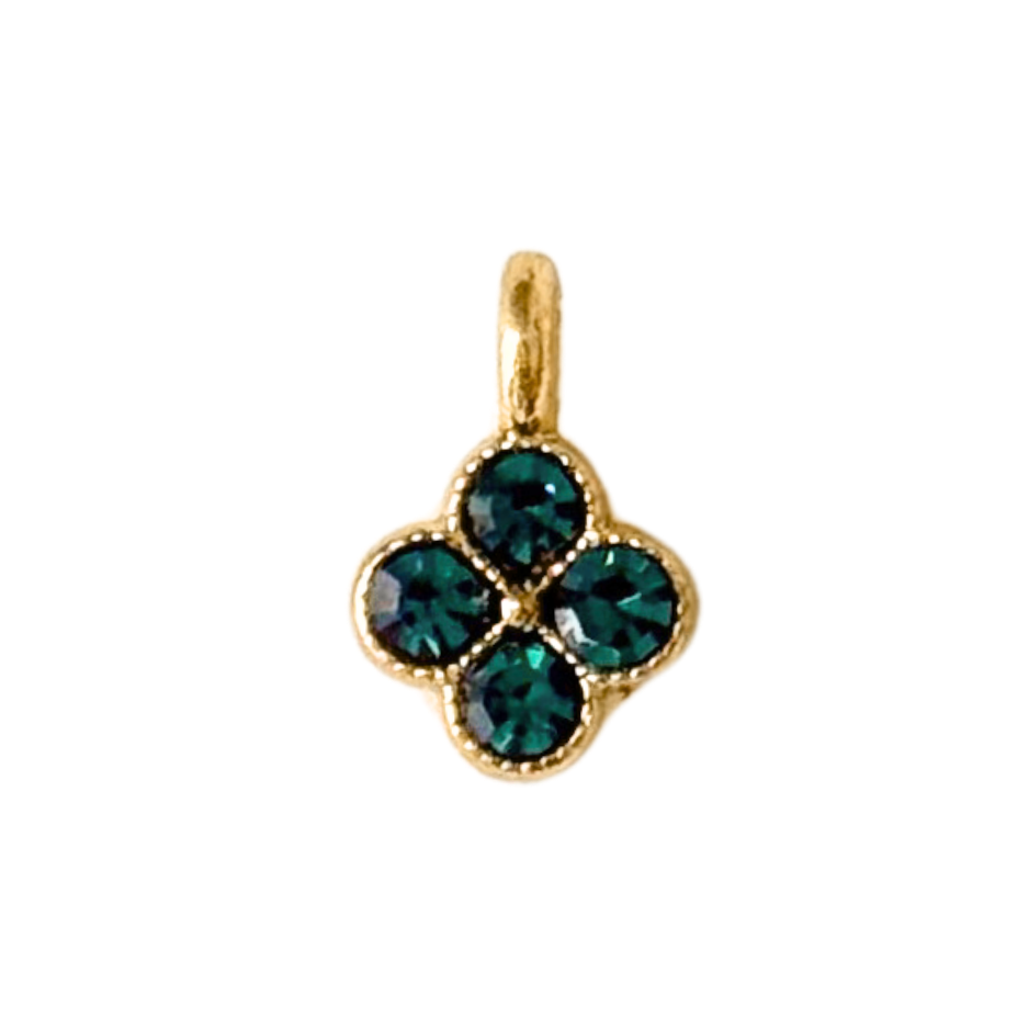 Tiny Green CZ Gem Clover Charm