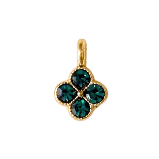 Tiny Green CZ Gem Clover Charm