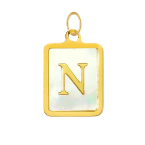 Mother of Pearl Square Initial Charm