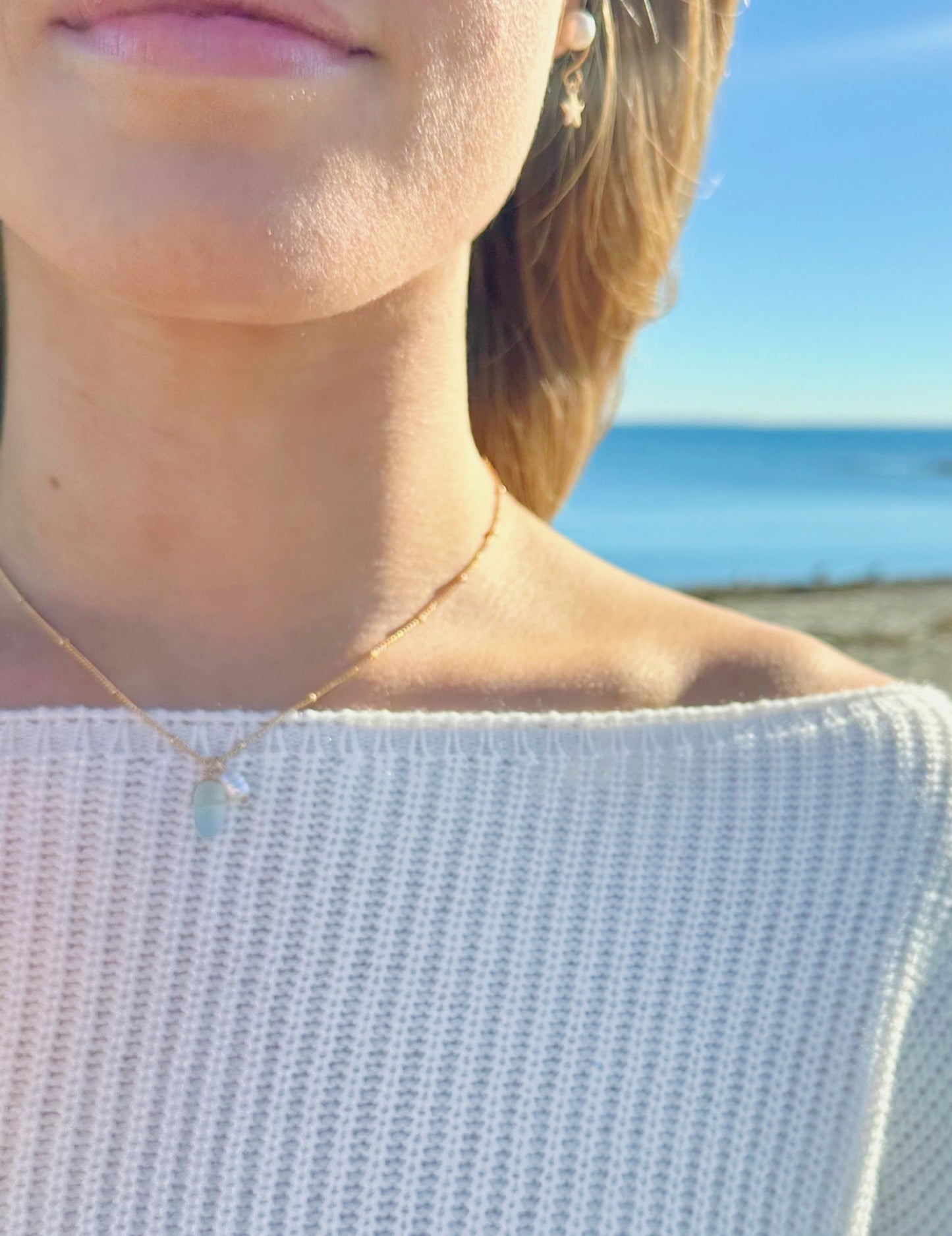 Sea glass & pearl necklace