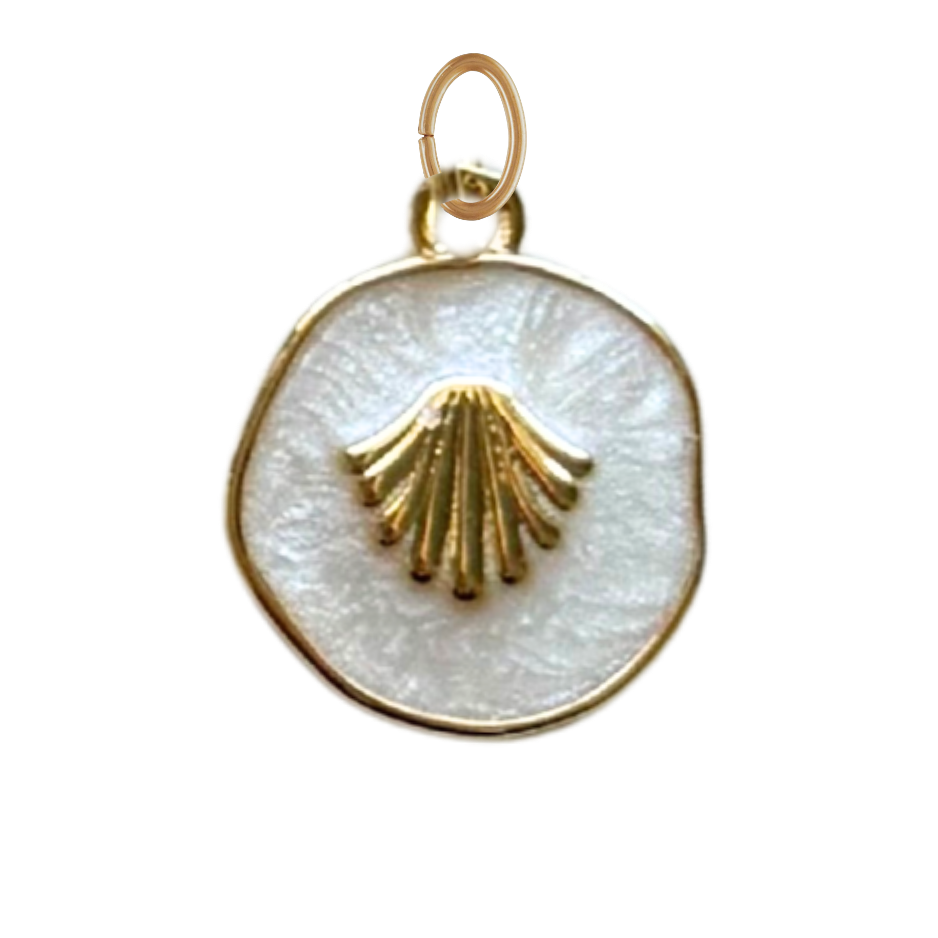 Pearl White Seashell Coin Charm