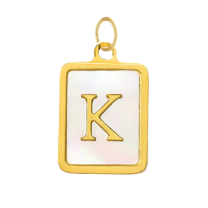 Mother of Pearl Square Initial Charm