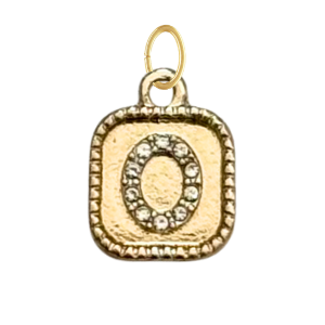 Gold CZ Gem Initial Charm