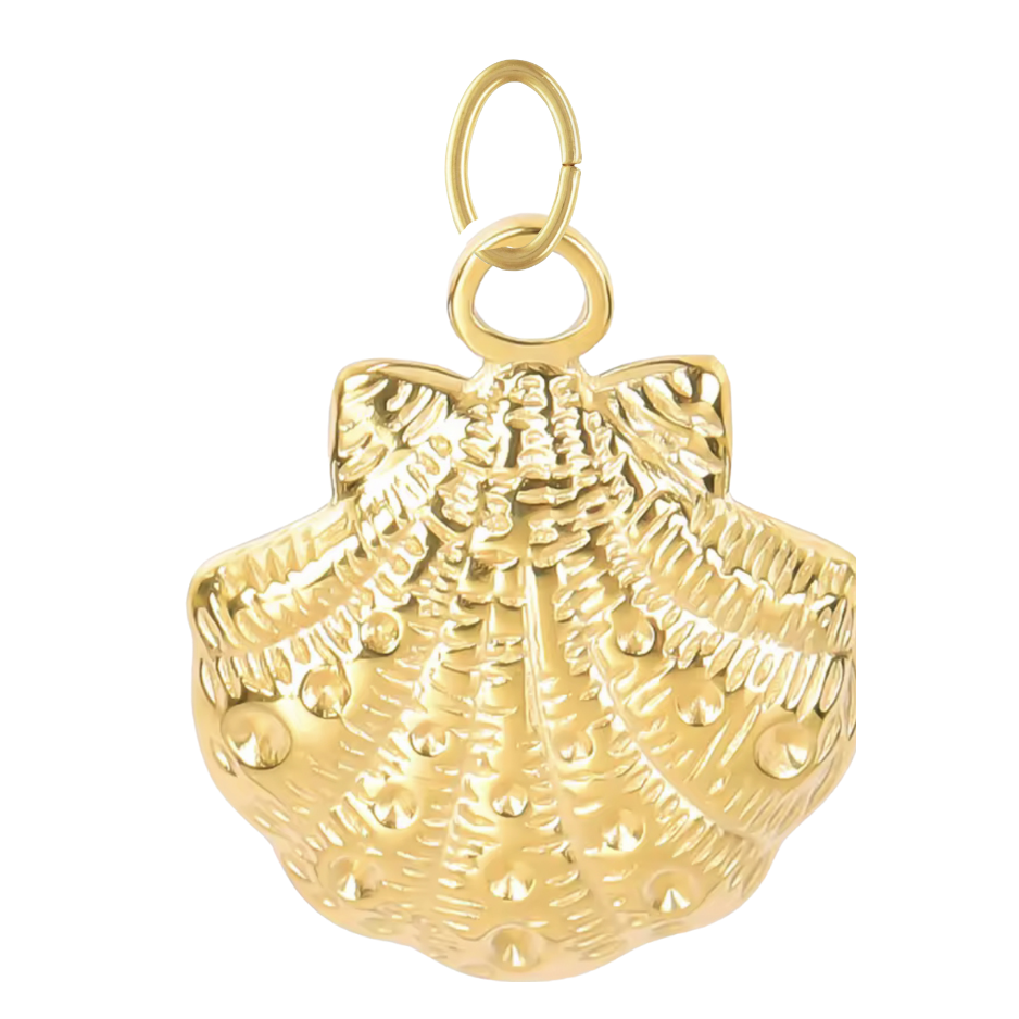 Gold Textured Scallop Shell Charm