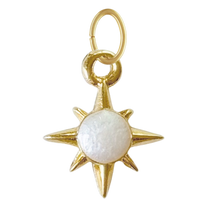 Gold North Star Charm: Pearl white Enamel