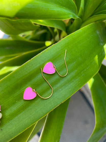 Dainty heart charm earrings