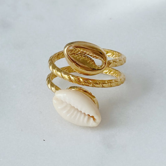 Double Cowrie Shell Ring