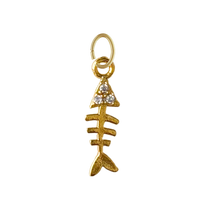 Dainty Gold Fish Charm with CZ Gems