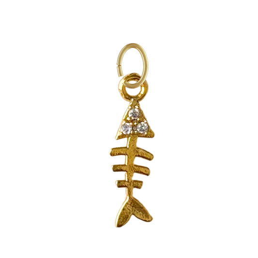 Dainty Gold Fish Charm with CZ Gems