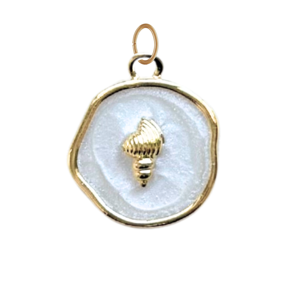 Pearl White Conch Shell Coin Charm