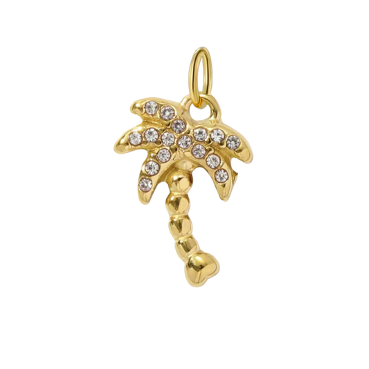Tiny Gold CZ Gem Palm Tree Charm