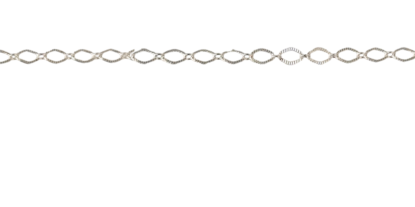 Silver Diamond-Link Textured Chain