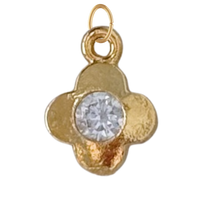 Dainty Gold Clover with CZ Gem Charm