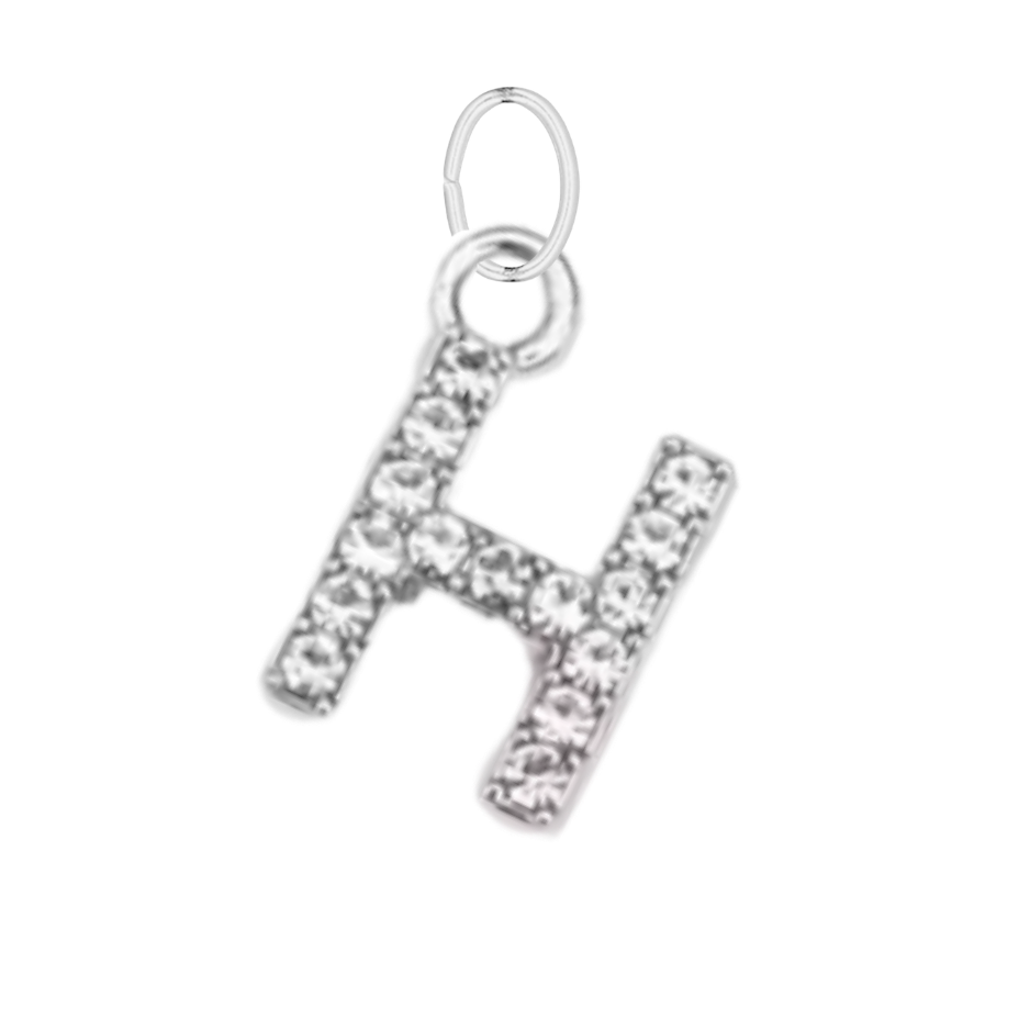 Small Silver CZ Gem Initial