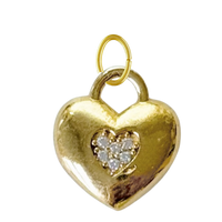 Small Gold CZ Gem Heart Charm