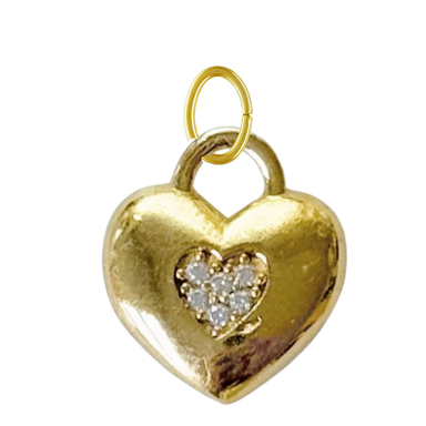 Small Gold CZ Gem Heart Charm