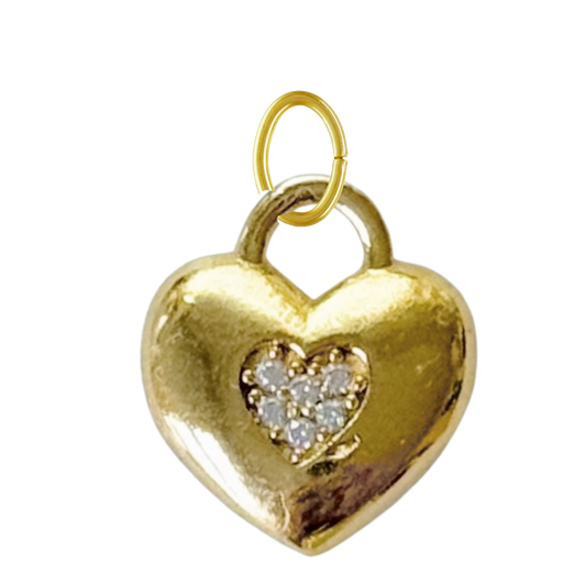 Small Gold CZ Gem Heart Charm