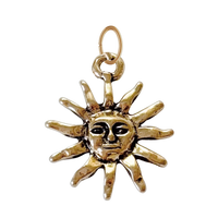 Large Gold Smiling Sun Pendant