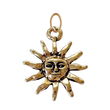 Large Gold Smiling Sun Pendant