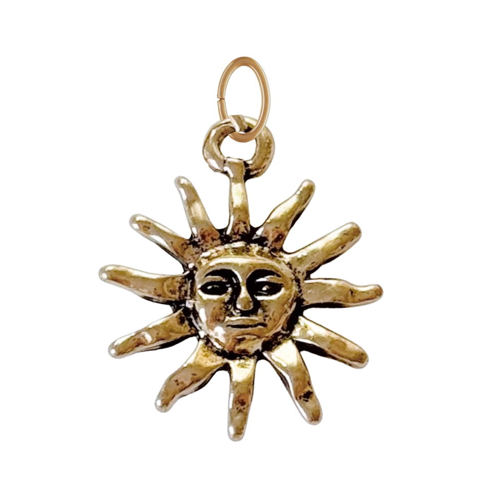 Large Gold Smiling Sun Pendant