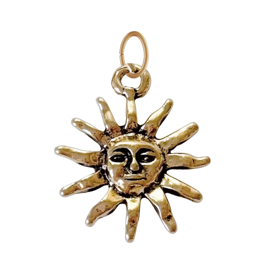Large Gold Smiling Sun Pendant