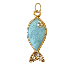 Turquoise CZ Gem Fish Charm