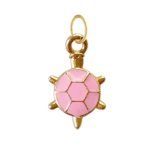 Dainty Pink Enamel Turtle Charm